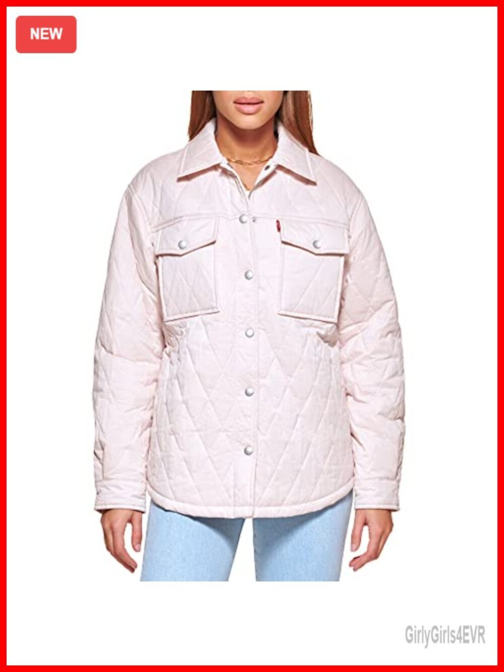 Diamond Quilted Lightweight Shirt Jacket with Snap Closure